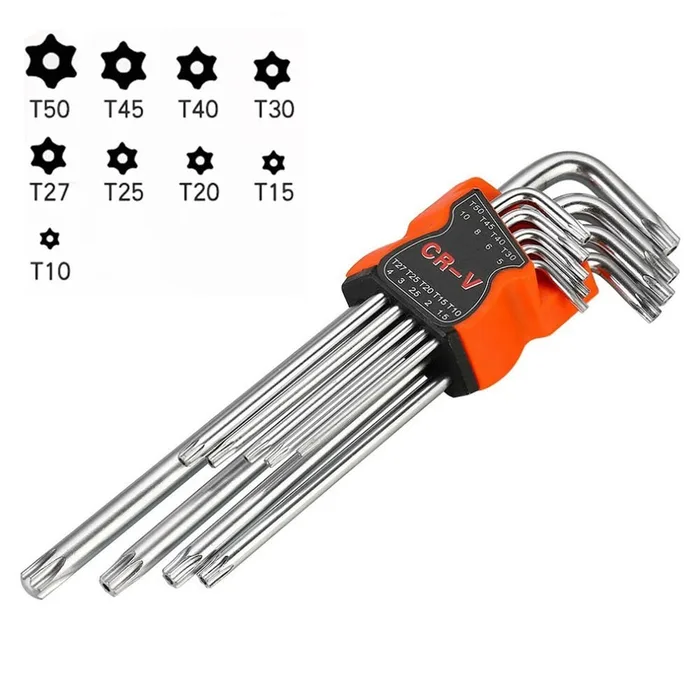 Jeu de clés à étoile Torx 9 pièces